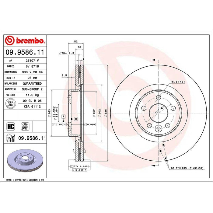 09.9586.11 Brembo Brake Rotor