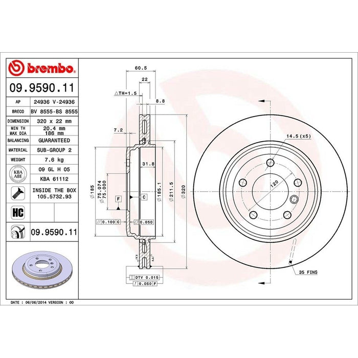 09.9590.11 Brembo Brake Rotor