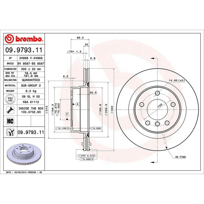 09.9793.11 Brembo Brake Rotor