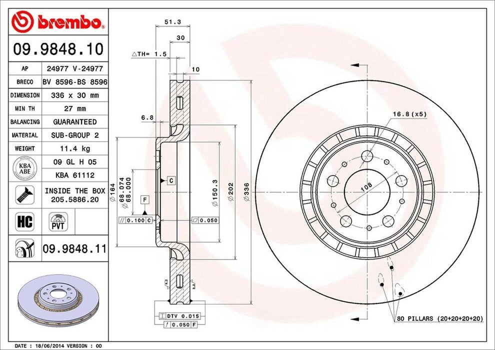 09.9848.11 Brembo Brake Rotor