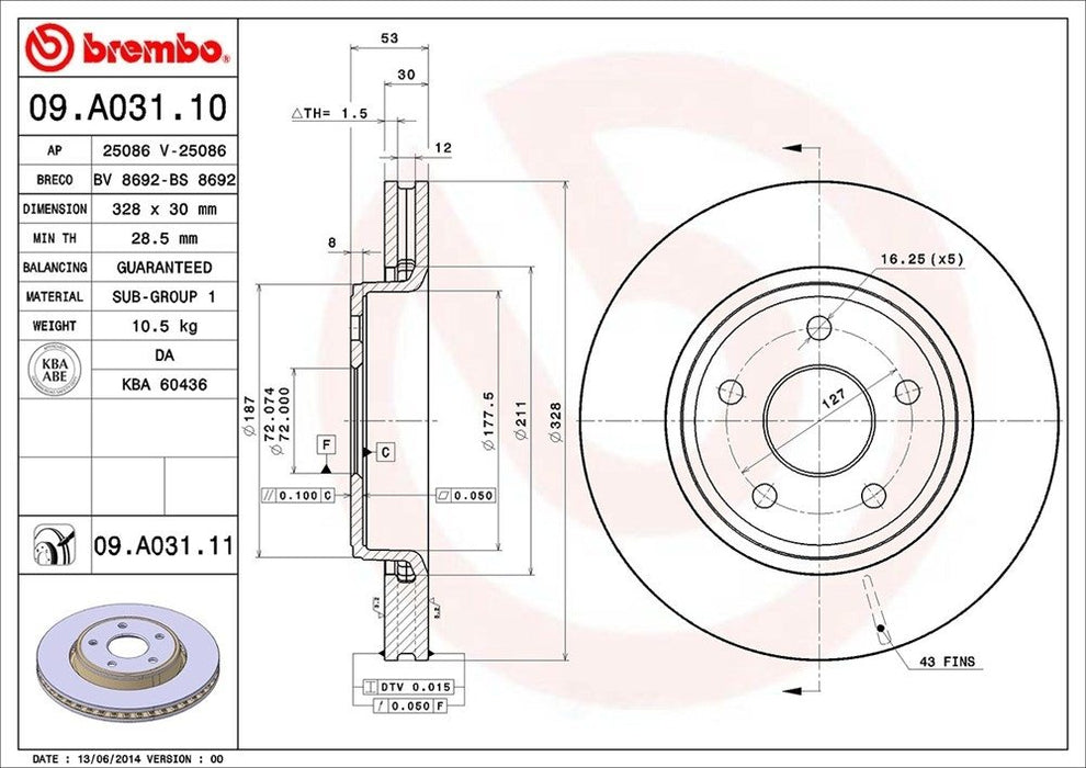 09.A031.11 Brembo Brake Rotor