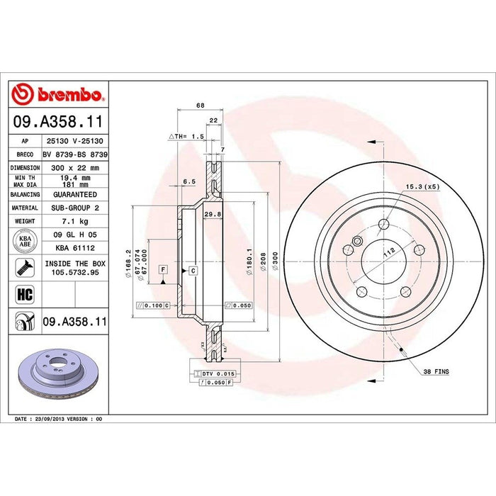 09.A358.11 Brembo Brake Rotor