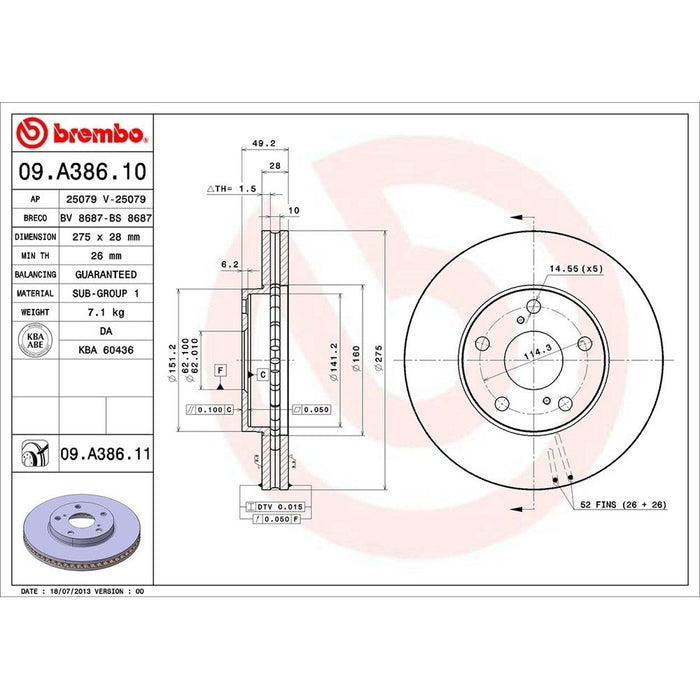 09.A386.11 Brembo Brake Rotor