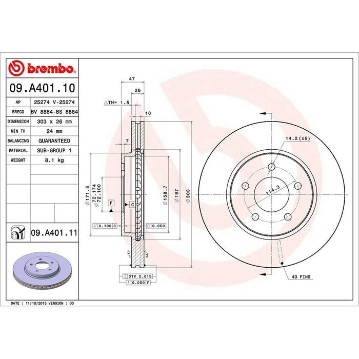 09.A401.11 Brembo Brake Rotor