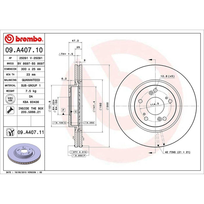 09.A407.11 Brembo Brake Rotor