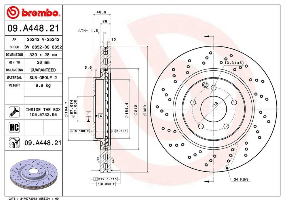 09.A448.21 Brembo Brake Rotor