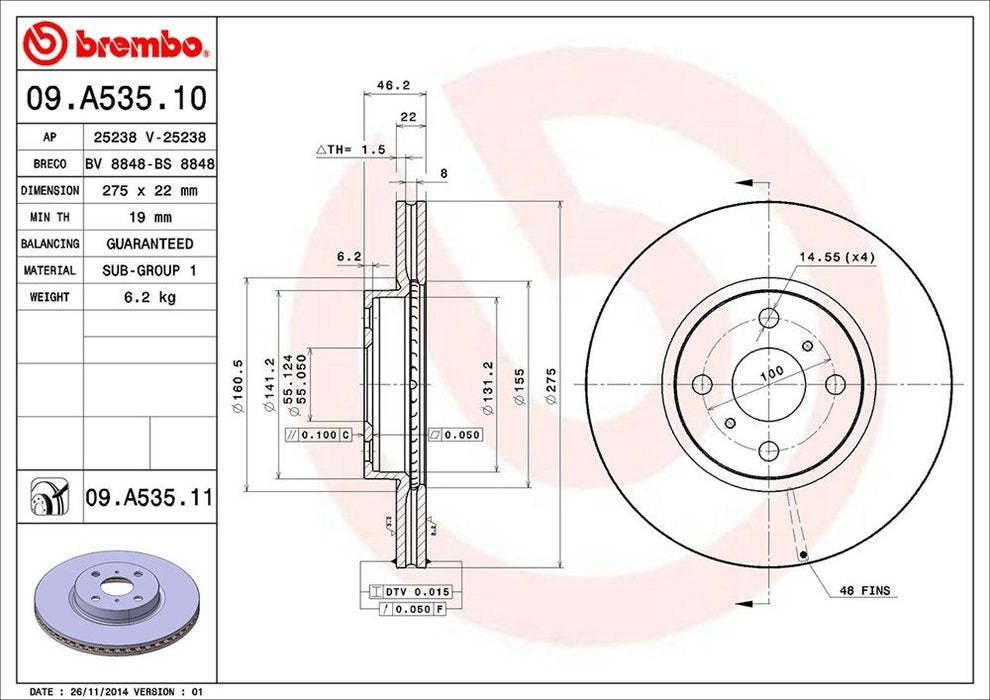 09.A535.11 Brembo Brake Rotor