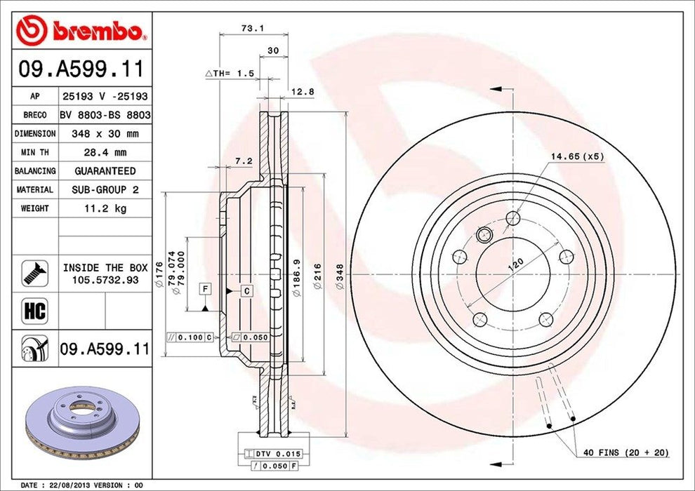 09.A599.11 Brembo Brake Rotor