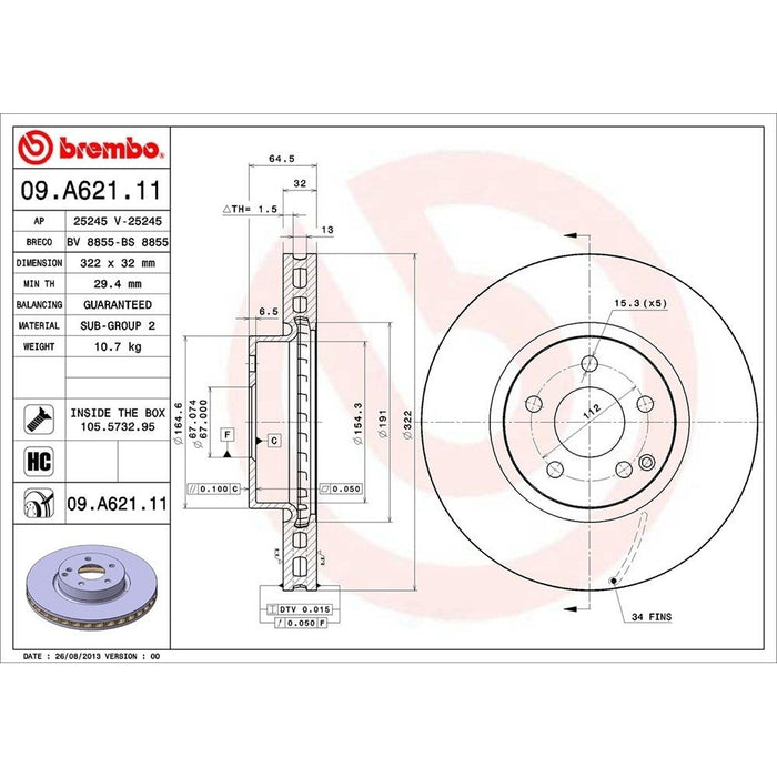 09.A621.11 Brembo Brake Rotor
