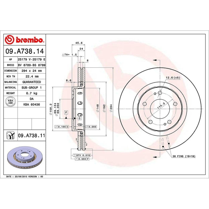 09.A738.11 Brembo Brake Rotor