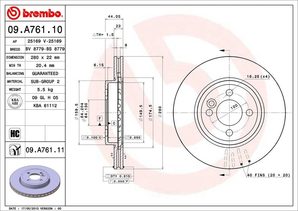 09.A761.11 Brembo Brake Rotor