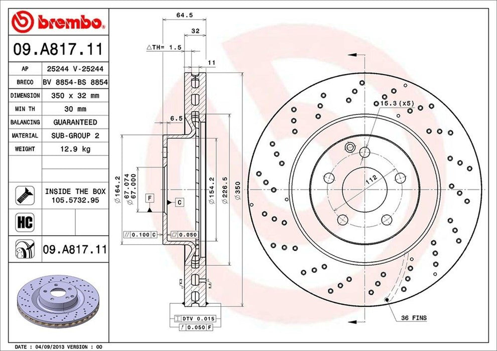 09.A817.11 Brembo Brake Rotor