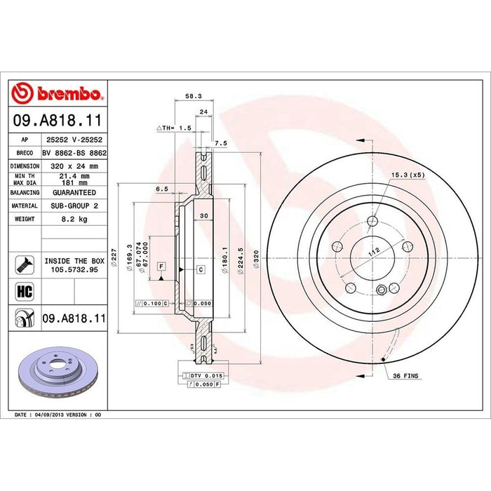 09.A818.11 Brembo Brake Rotor