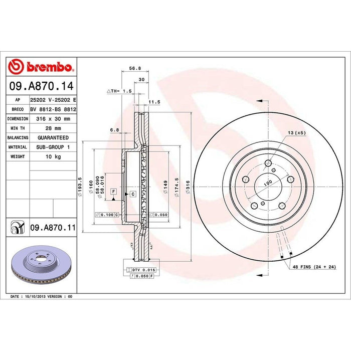 09.A870.11 Brembo Brake Rotor