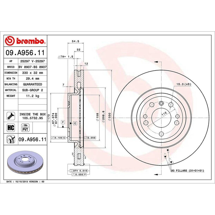 09.A956.11 Brembo Brake Rotor