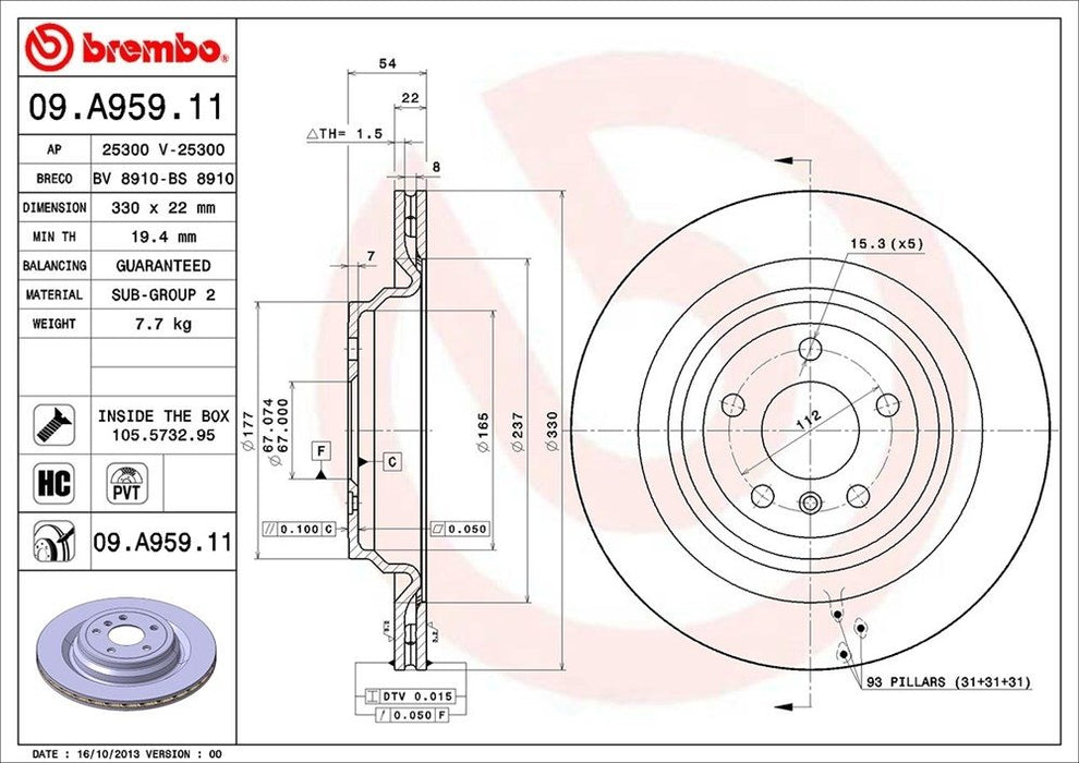 09.A959.11 Brembo Brake Rotor