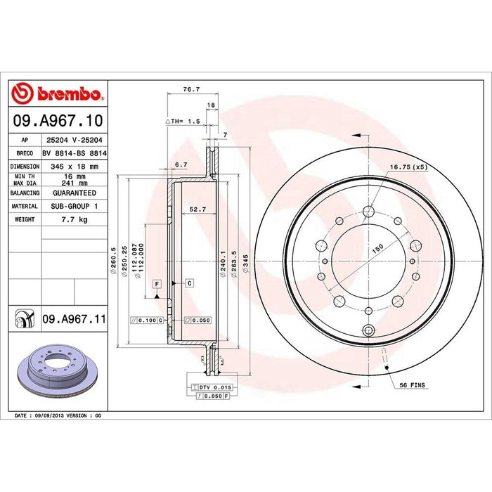 09.A967.11 Brembo Brake Rotor