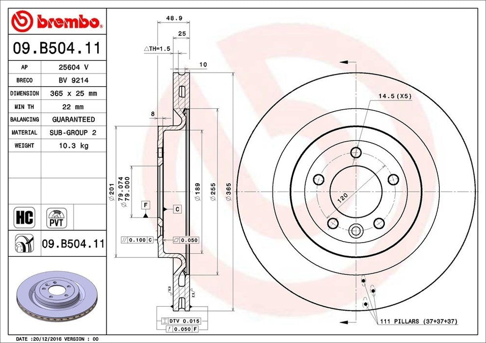 09.B504.11 Brembo Brake Rotor