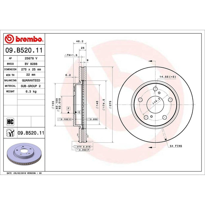 09.B520.11 Brembo Brake Rotor