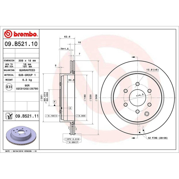 09.B521.11 Brembo Brake Rotor