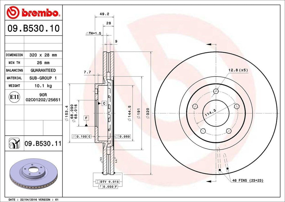 09.B530.11 Brembo Brake Rotor