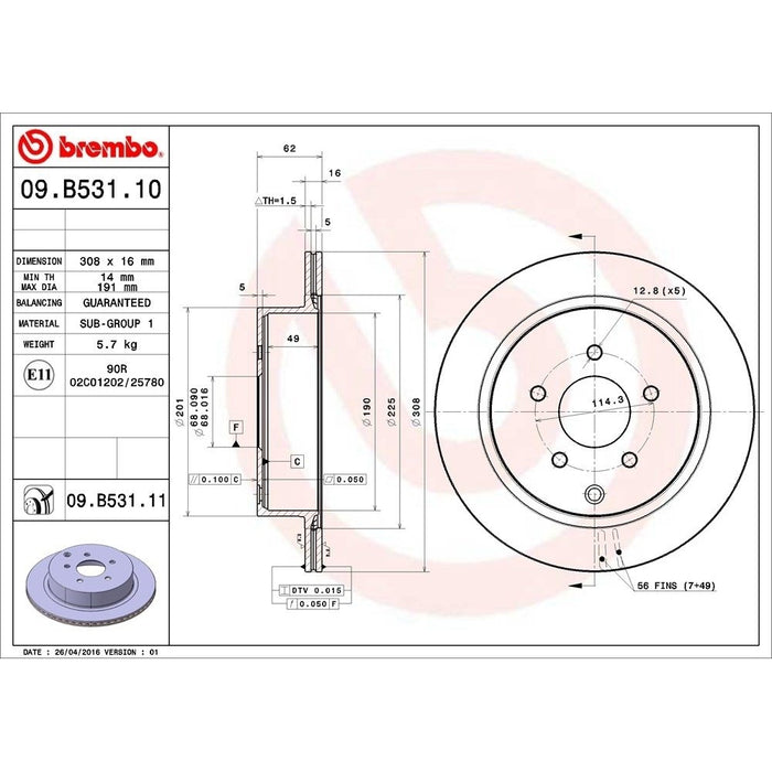 09.B531.11 Brembo Brake Rotor