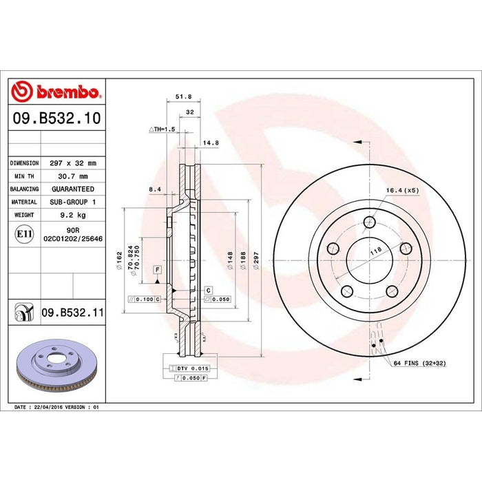 09.B532.11 Brembo Brake Rotor