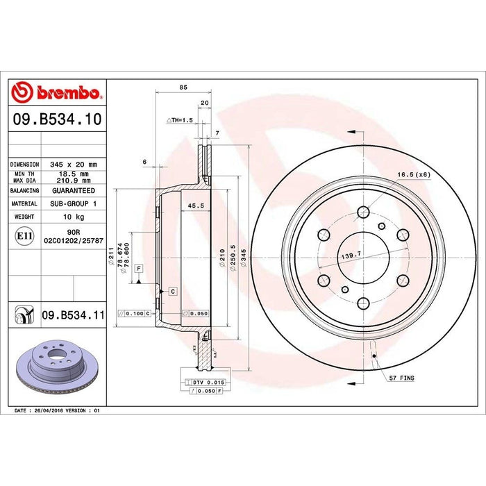 09.B534.11 Brembo Brake Rotor