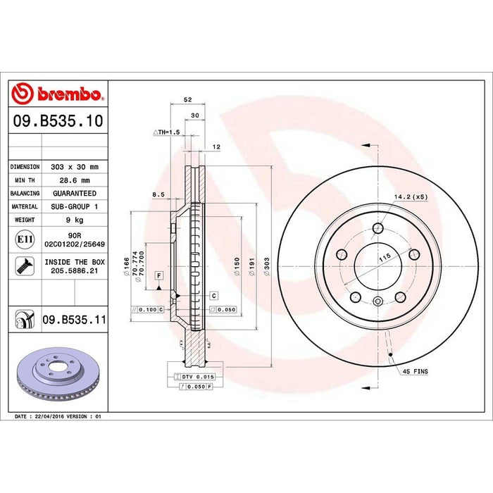 Bb6835cr Rotor 09.B535.11 Brembo Brake Rotor