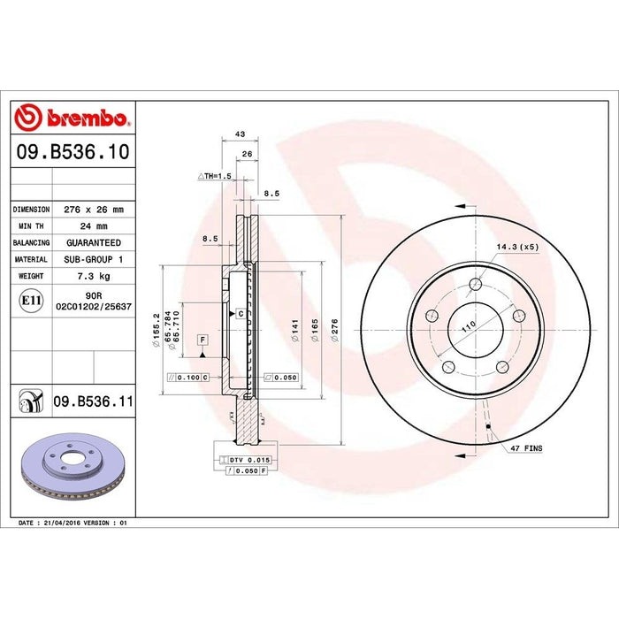 09.B536.11 Brembo Brake Rotor