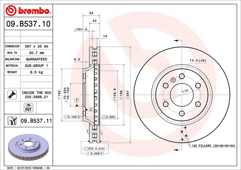 09.B537.11 Brembo Brake Rotor