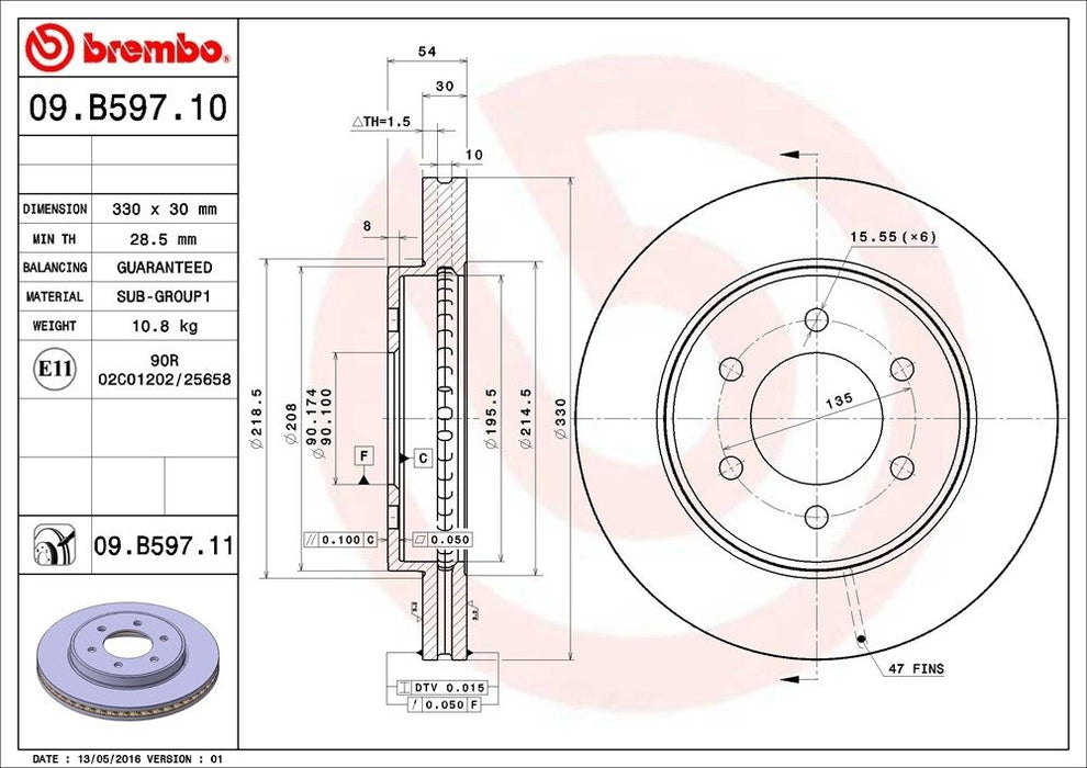 09.B597.11 Brembo Brake Rotor