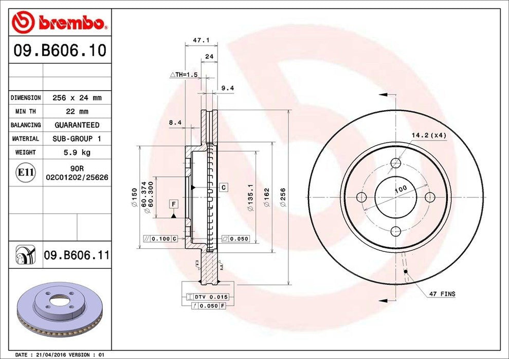 09.B606.11 Brembo Brake Rotor