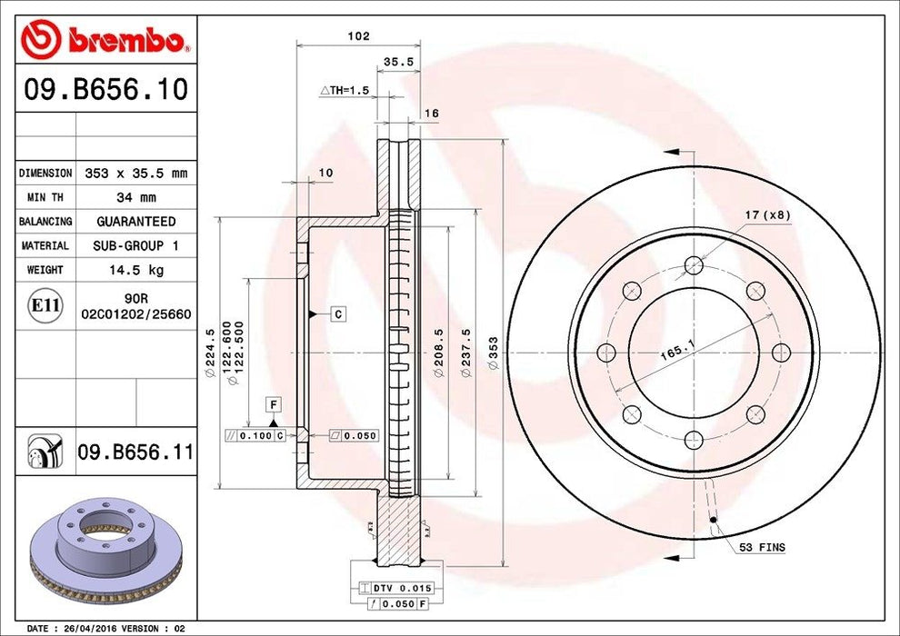 09.B656.11 Brembo Brake Rotor