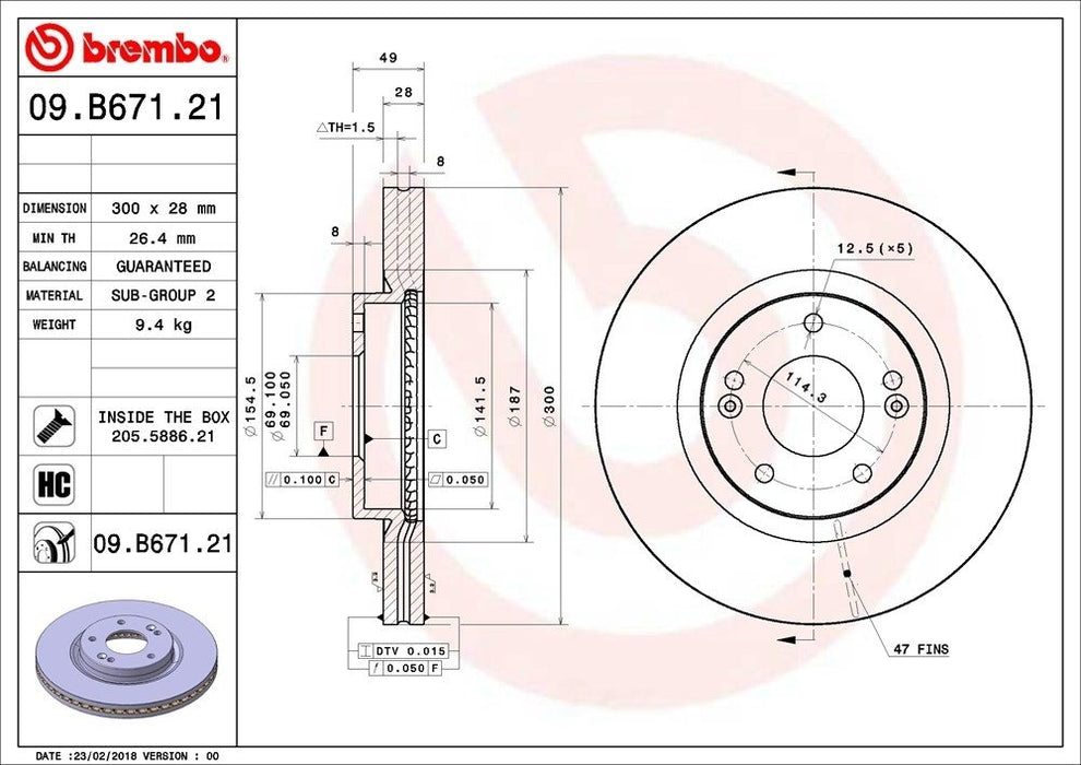 09.B671.21 Brembo Brake Rotor