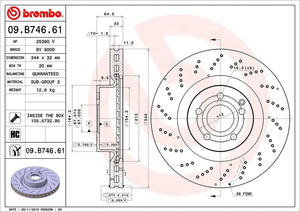 09.B746.61 Brembo Brake Rotor