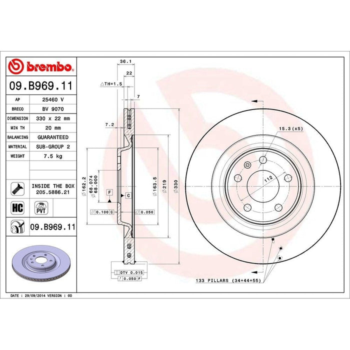 09.B969.11 Brembo Brake Rotor