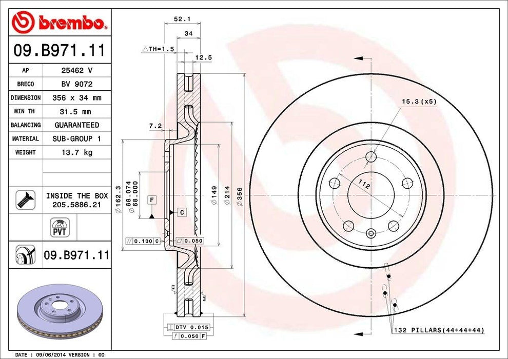 09.B971.11 Brembo Brake Rotor