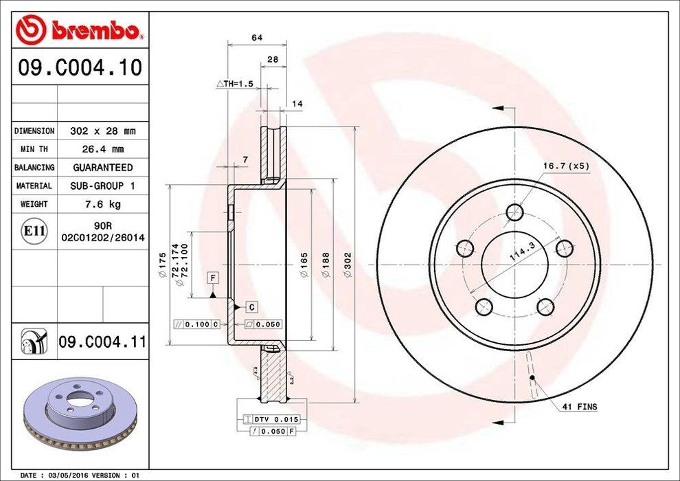 09.C004.11 Brembo Brake Rotor