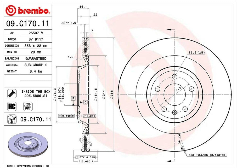 09.C170.11 Brembo Brake Rotor