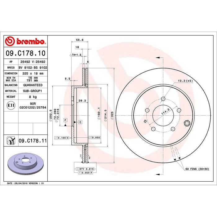 09.C178.11 Brembo Brake Rotor