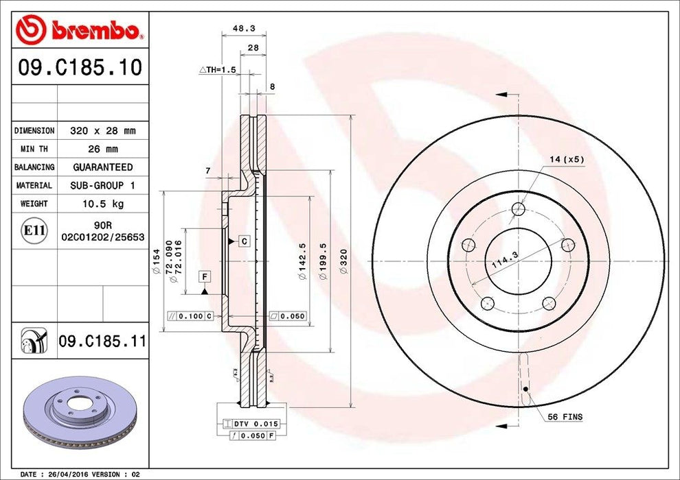 09.C185.11 Brembo Brake Rotor