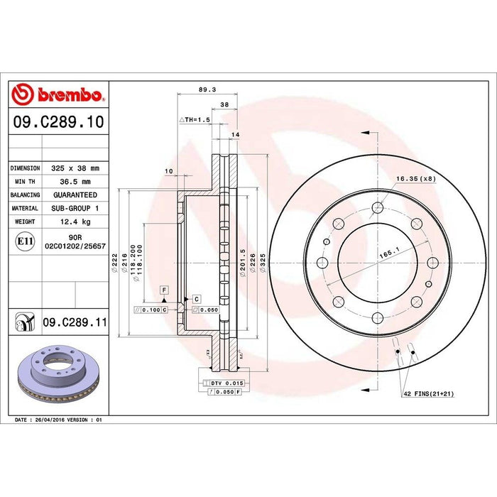 09.C289.11 Brembo Brake Rotor