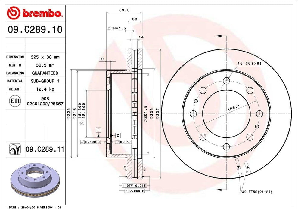 09.C289.11 Brembo Brake Rotor