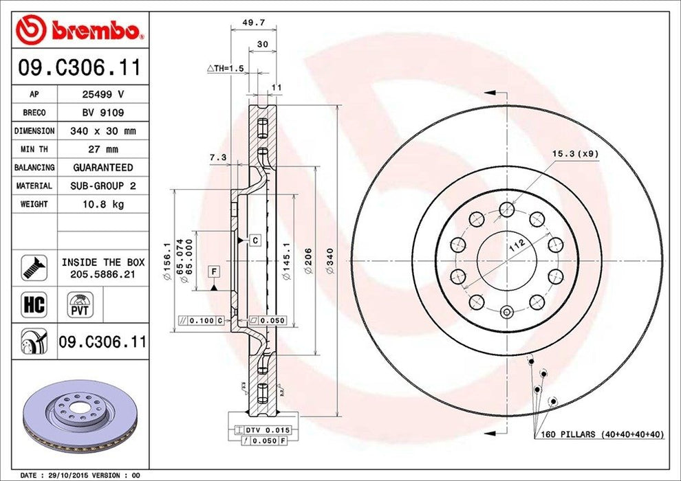 09.C306.11 Brembo Brake Rotor