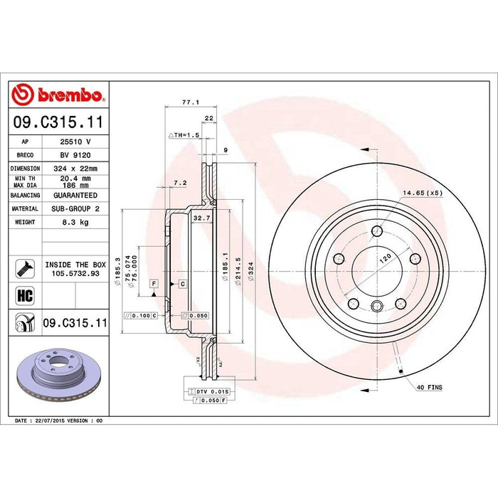 09.C315.11 Brembo Brake Rotor