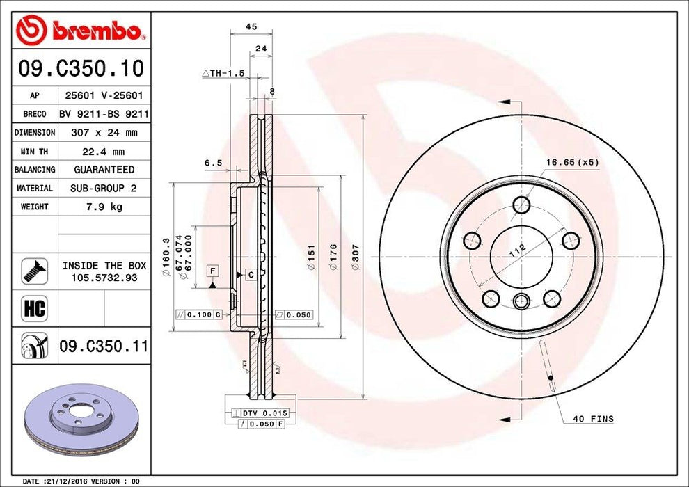 09.C350.11 Brembo Brake Rotor