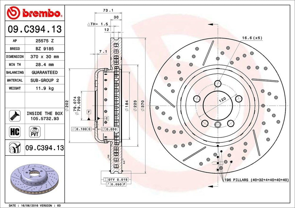 09.C394.13 Brembo Brake Rotor