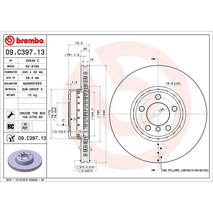 09.C397.13 Brembo Brake Rotor