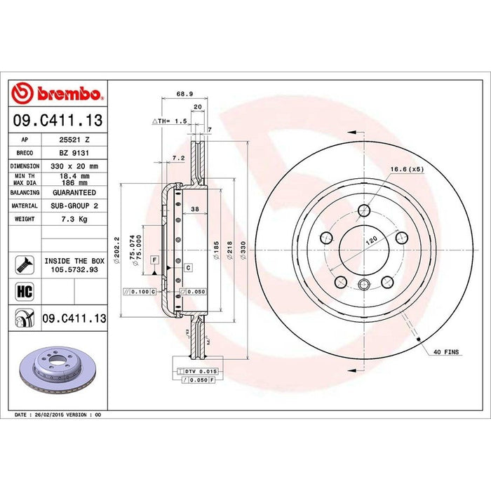 09.C411.13 Brembo Brake Rotor